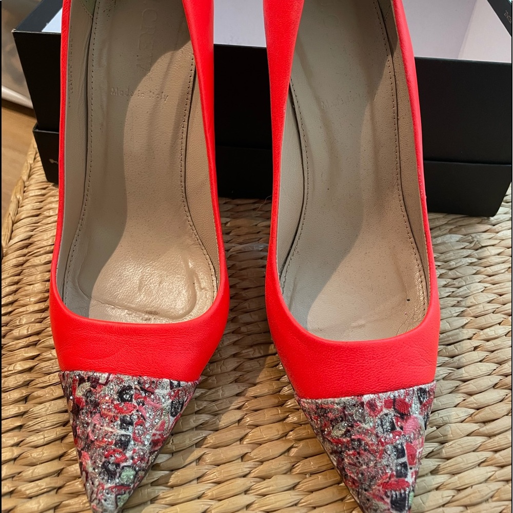 Leather with tweed tip J.Crew pumps.